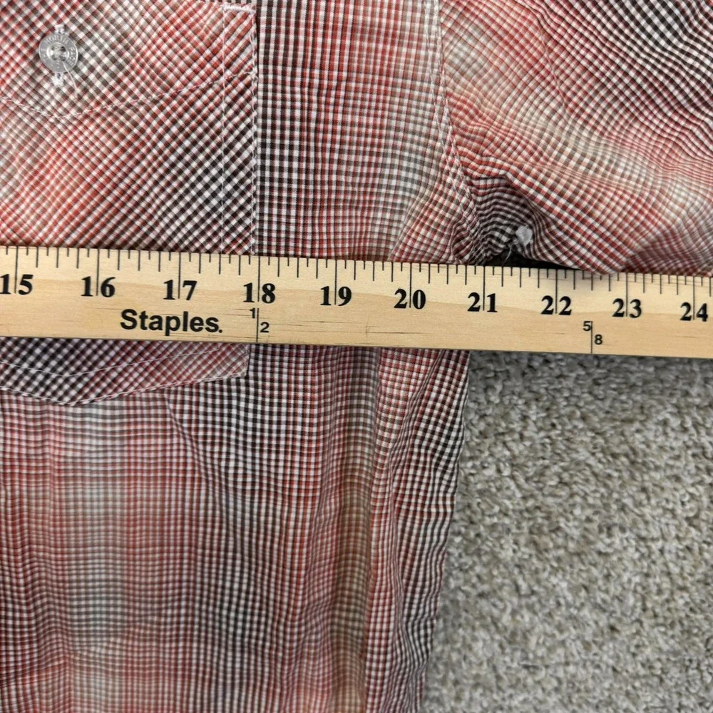 The North Face Shirt Mens Large Button-Down Orange Plaid Short Sleeve EUC